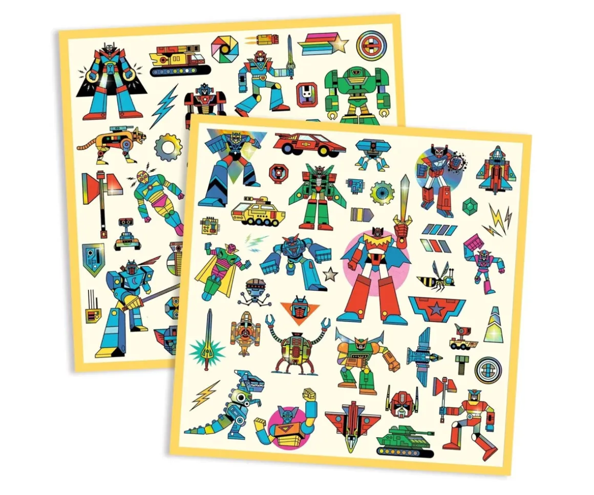 160 Pegatinas Metalizadas Robots