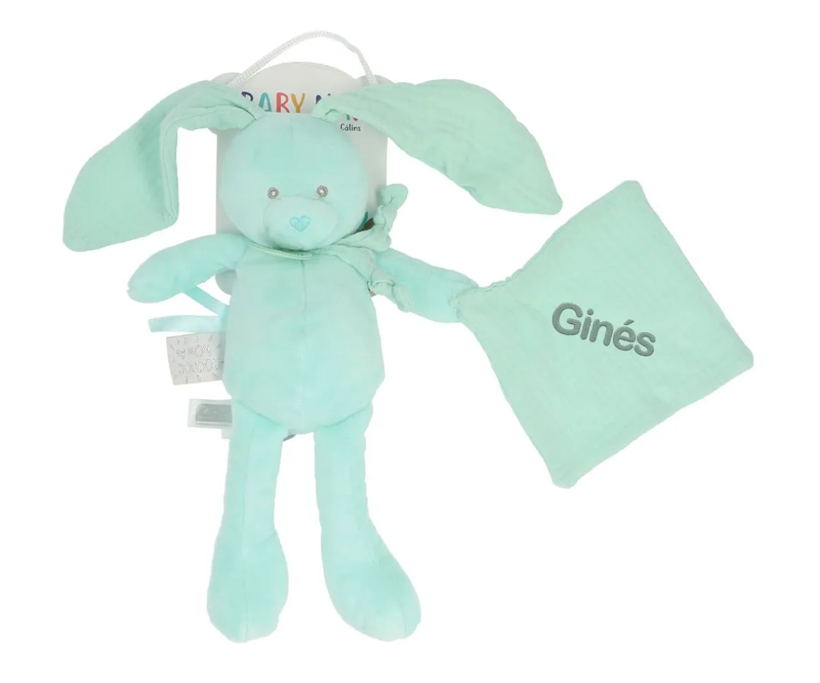 Conejito con Doudou Diabolo Mint Personalizable