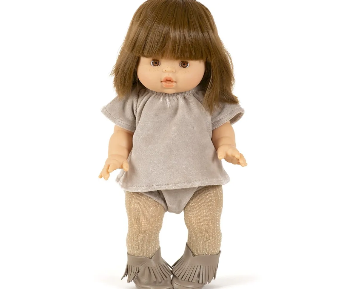 Conjunto Top y Braguita Terciopelo Gris Perla para Muñeco Gordis