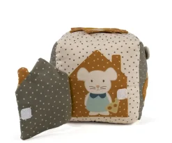 Cubo Blandito de Actividades Sonajero Poppy Musgo