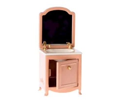 Lavabo Aparador con Espejo para Ratón Beige Oscuro