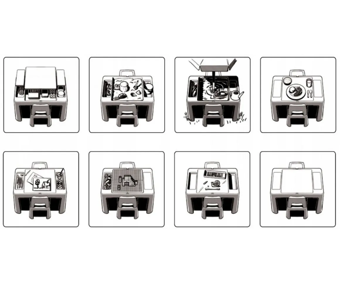 Mesa Multifunción Teggi Grafito/Mostaza