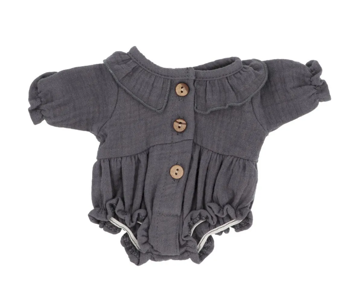 Muñeca Gordis Kaya con Pelele Léonore Gris Souris y Komvers Limón