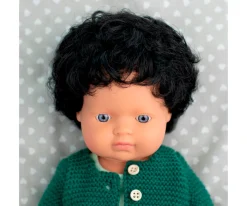 Muñeco Pelo Moreno Rizado 38 cm