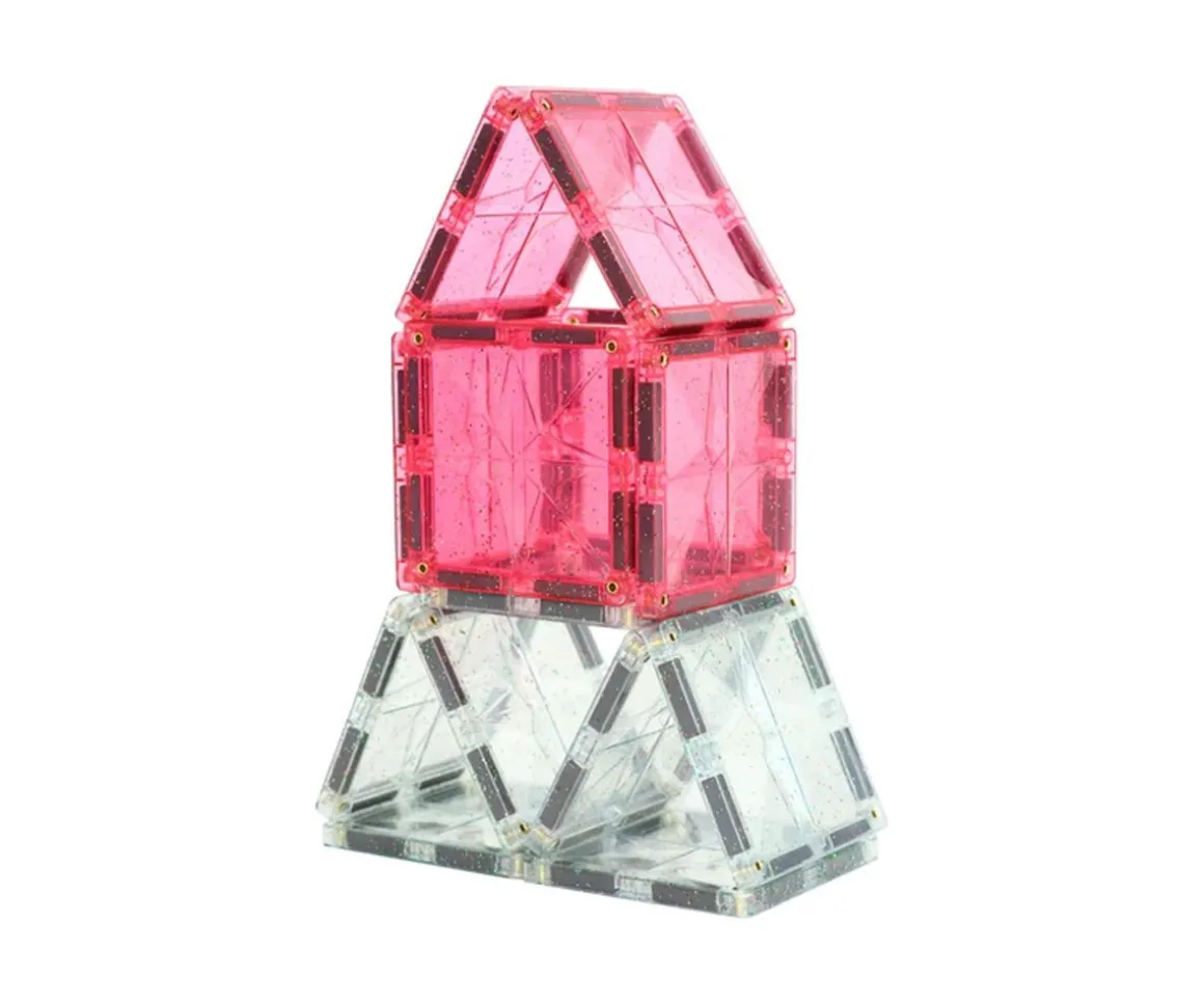 Pack Glitter Tiles Transparent/Pink 16 piezas