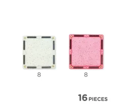 Pack Glitter Tiles Transparent/Pink 16 piezas