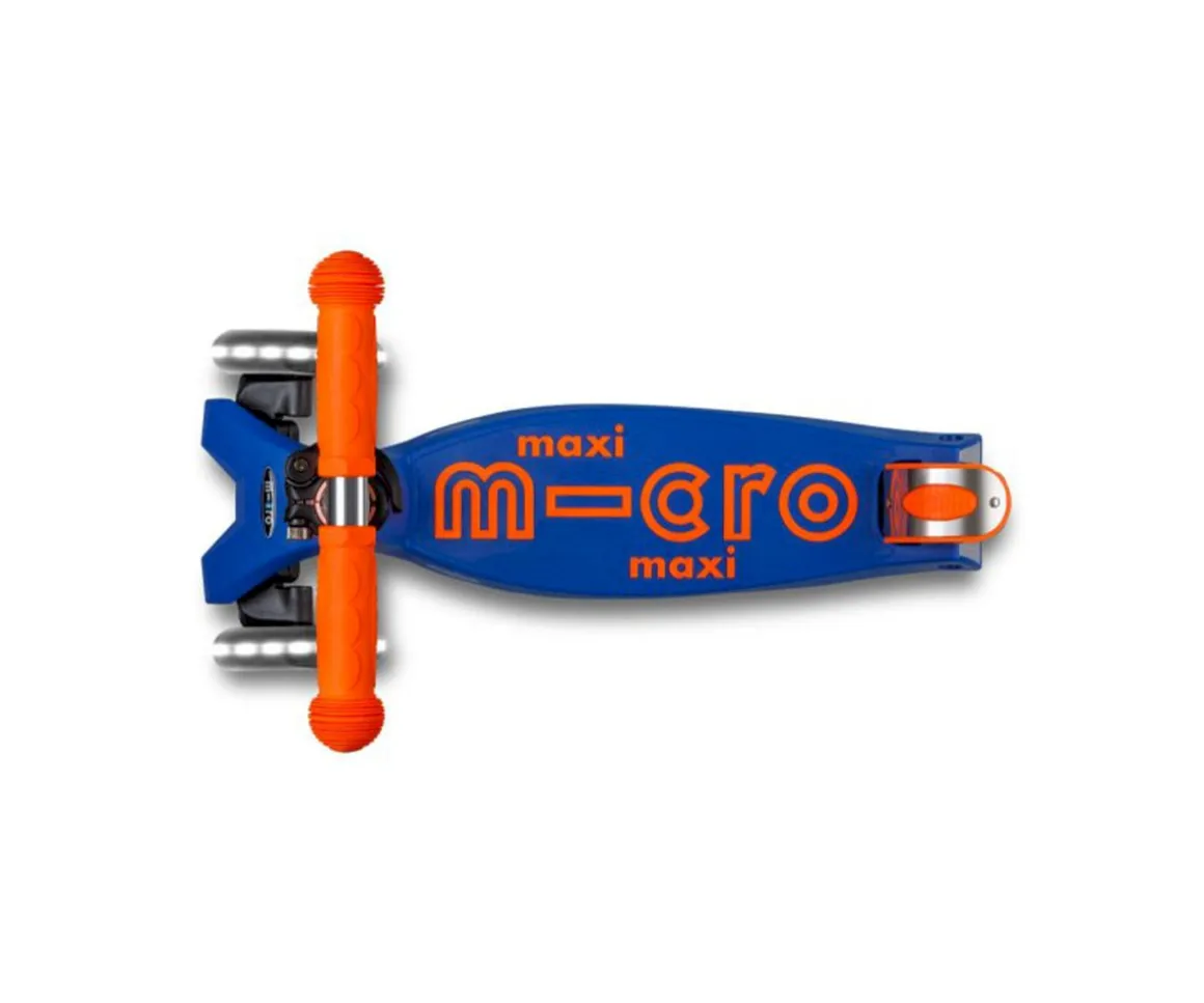 Patinete Maxi Deluxe Plegable Neon Led Azul / Naranja