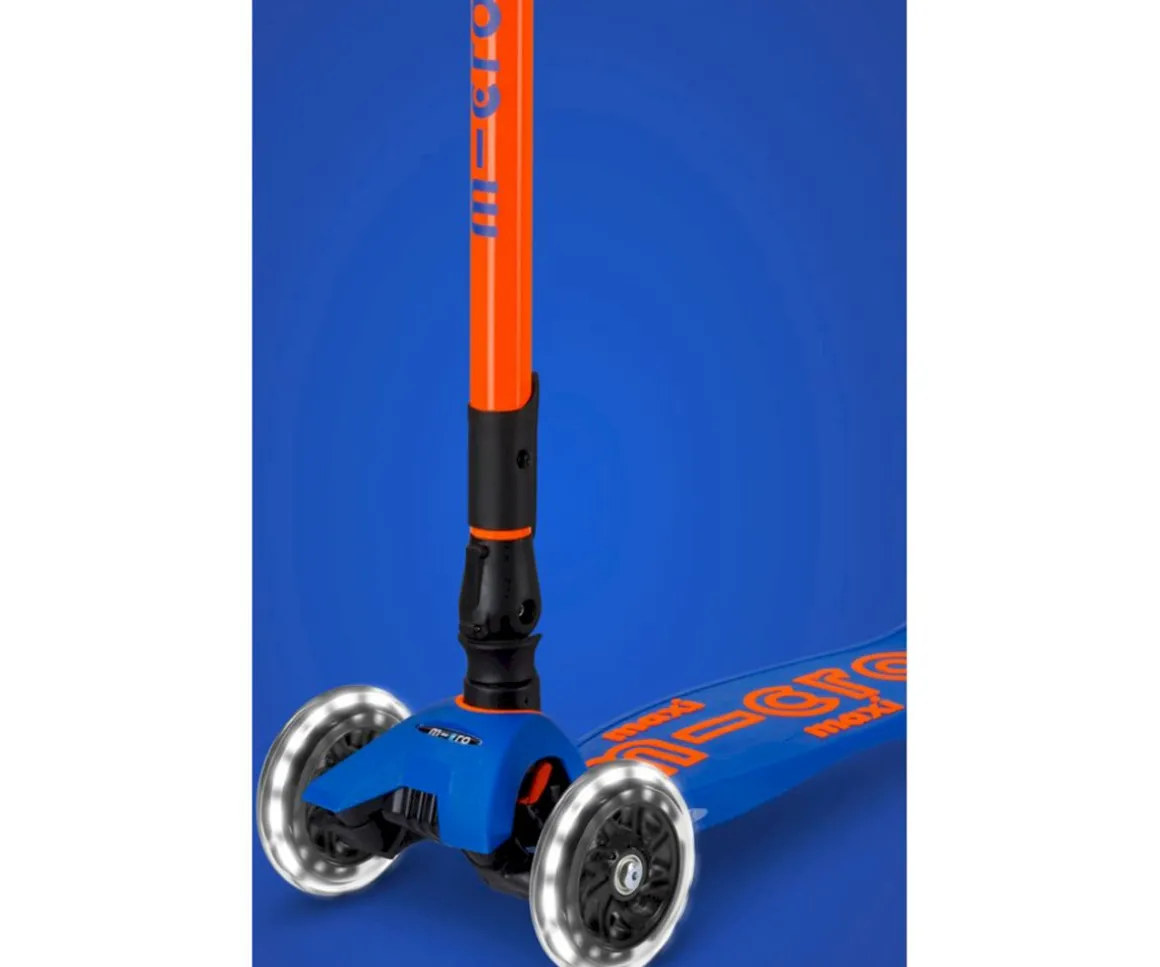 Patinete Maxi Deluxe Plegable Neon Led Azul / Naranja