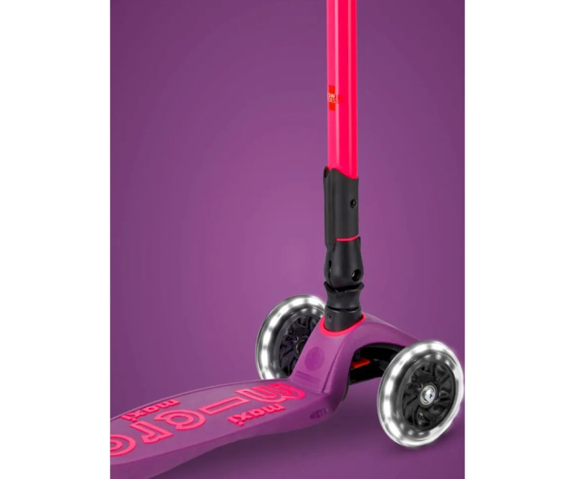 Patinete Maxi Deluxe Plegable Neon Led Lila / Rosa