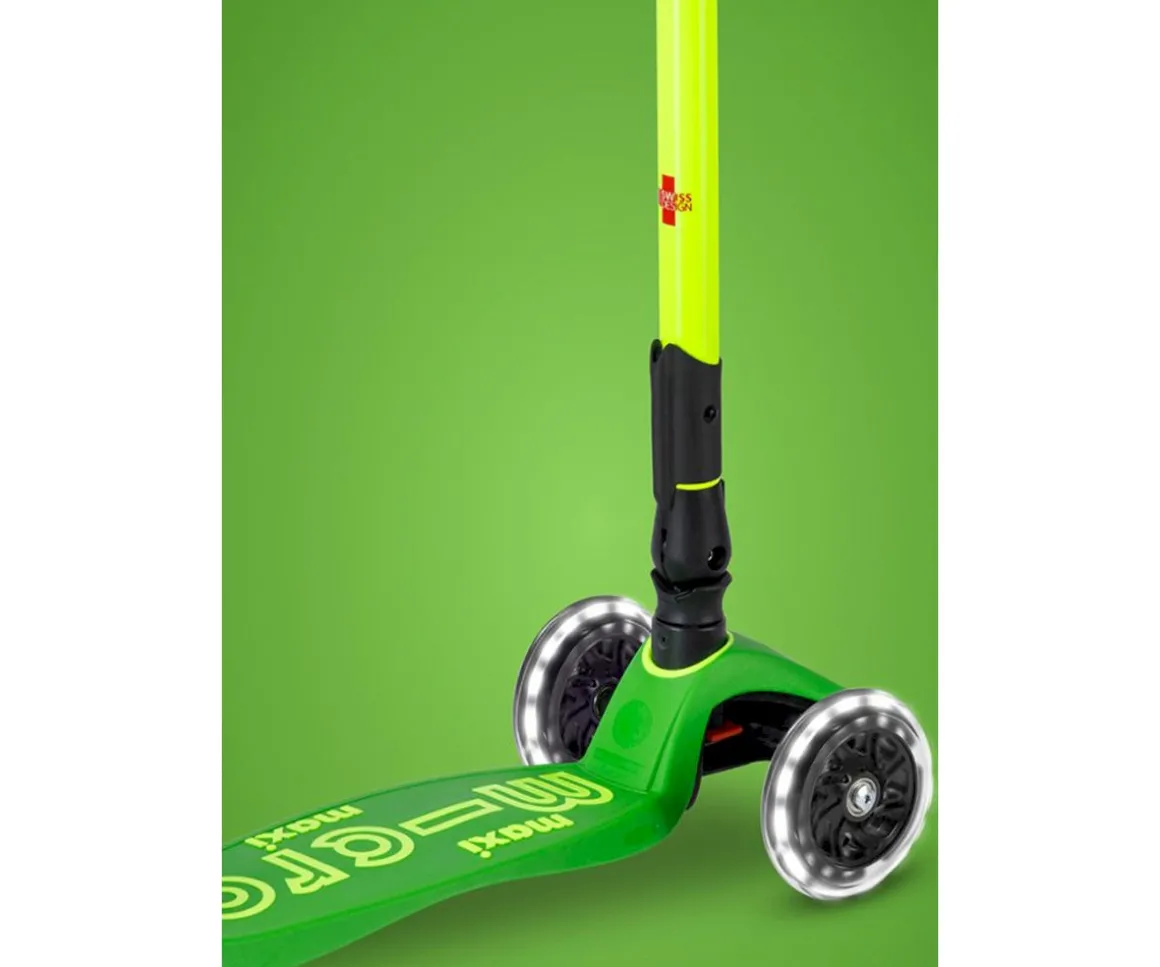 Patinete Maxi Deluxe Plegable Neon Led Verde / Amarillo