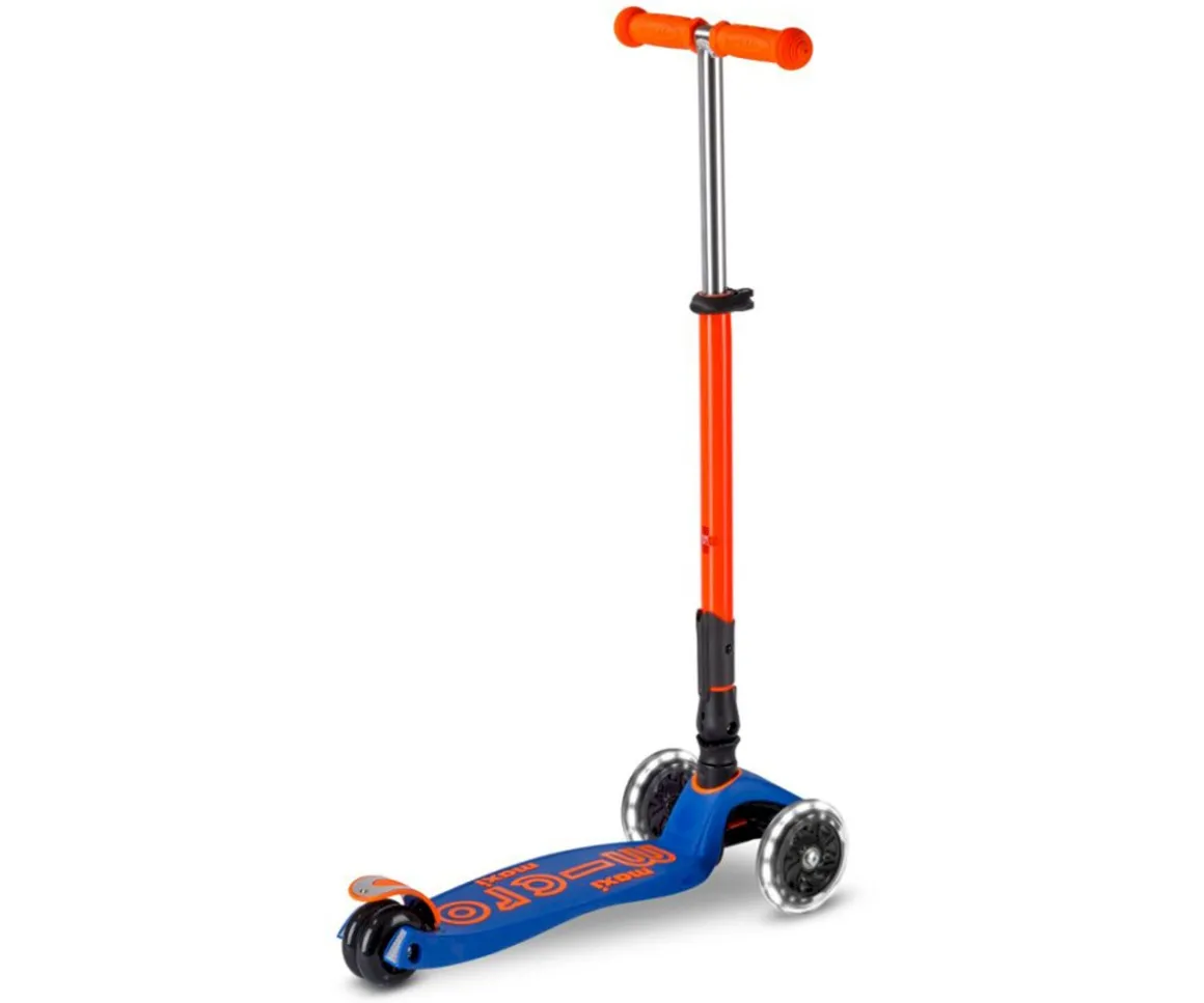 Patinete Maxi Deluxe Plegable Neon Led Azul / Naranja
