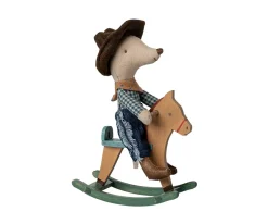 Ratón Hermano Pequeño Vaquero en Caballito Balancín