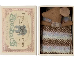 Ratoncito Bebé Dormido/Despierto en Caja de Cerillas Rosa