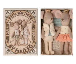 Ratoncitos Gemelos Reales Hermano y Hermana Pequeños en Caja