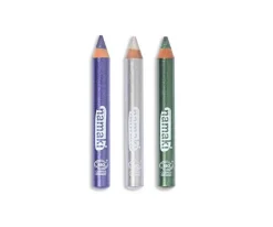 Set De 3 Lapices Brillo Violeta-Plata-Verde con Purpurina