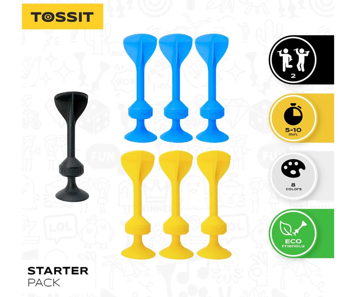 Set Starter de 7 Dardos de Silicona con Ventosa Amarillo + Azul