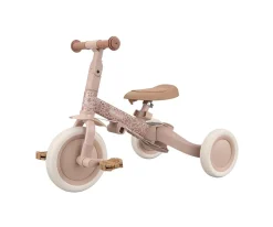 Triciclo con Barra 4 en 1 Rosa Flores