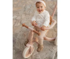 Triciclo con Barra 4 en 1 Rosa Flores